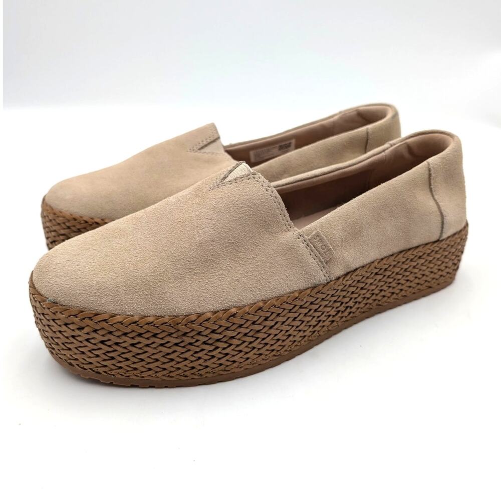 Toms Valencia Platform Espadrille Shoes Women's Oatmeal Size US7.5 EU38